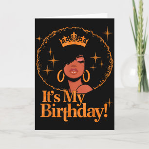 Tarjeta Es Mi Cumpleaños Reina Afroamericana Afro Negra 