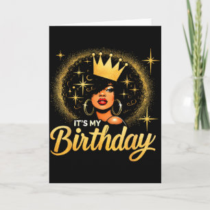 Tarjeta Es Mi Cumpleaños Reina Afroamericana Afro Negra