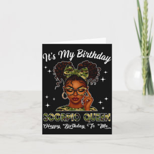 Tarjeta Es Mi Cumpleaños Scoro Reina Camo Lazo Afro Negro