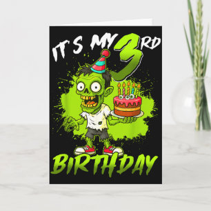 Tarjeta Es Mi Cumpleaños Zombie 3 Años Feliz Hallo