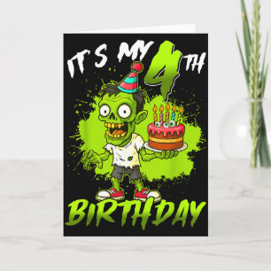 Tarjeta Es mi cumpleaños zombie número 4 4 años Feliz Hall
