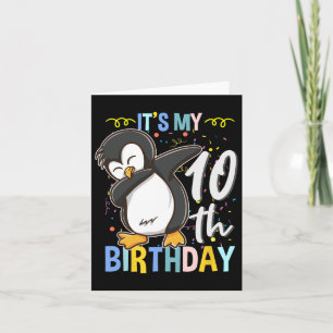 Tarjeta Es mi décimo cumpleaños, Dabbing Penguin