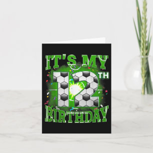 Tarjeta Es mi décimo segundo cumpleaños, chicos, fútbol de