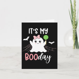 Tarjeta Es mi día de boo lindo Halloween cumpleaños fantas