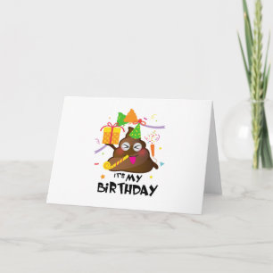 Tarjeta Es mi Fiesta Chica de la Emoji de caca de cumpleañ