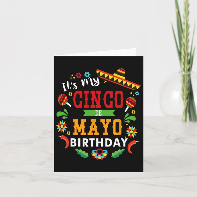Tarjeta Es mi fiesta de cumpleaños graciosa de Cinco De Ma (Anverso)