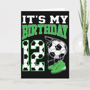Tarjeta Es mi fiesta de cumpleaños número 12 de fútbol par