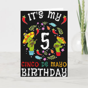 Tarjeta Es mi quinto cumpleaños Cinco De Mayo Bigote Niños
