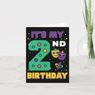 Tarjeta Es mi segunda máscara de cumpleaños de Mardi Gras 
