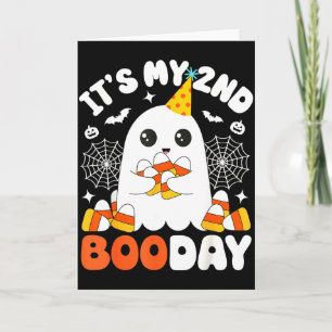 Tarjeta Es mi segundo día de Boo, divertido fantasma de Ha