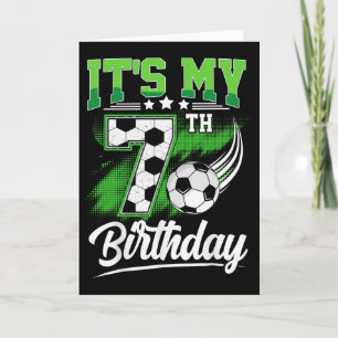 Tarjeta Es mi séptimo cumpleaños niño balón de fútbol 7 añ