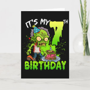 Tarjeta Es mi sétimo cumpleaños zombi, chicos de más de 7