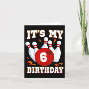 Tarjeta Es mi tema del sexto cumpleaños de la bolera de 6 