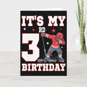 Tarjeta Es mi tercer cumpleaños niño hockey sobre hielo ha
