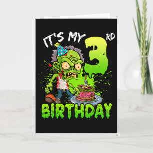 Tarjeta Es mi tercer cumpleaños zombi de niños de más de 3