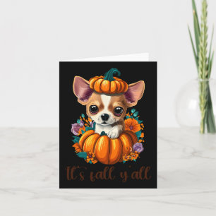 Tarjeta Es Otoño Chicos Lindos Florales Calabaza Chihuahua