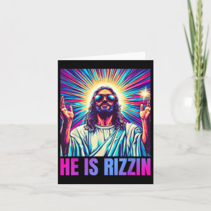 Tarjeta Es Rizzin Gracioso Jesús Meme Hombres Cristianos