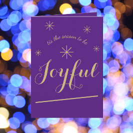 Tarjeta 'es temporada para ser alegres' Navidades morados
