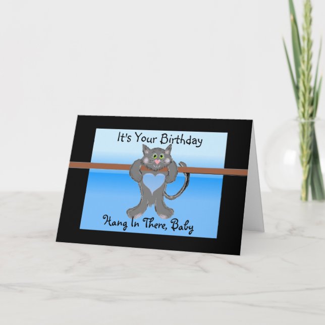 Tarjeta Es Tu Cumpleaños Gato Divertido (Anverso)