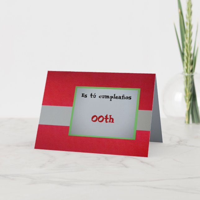 Tarjeta - Es tú cumpleaños - Rojo/Gris/Verde (Anverso)