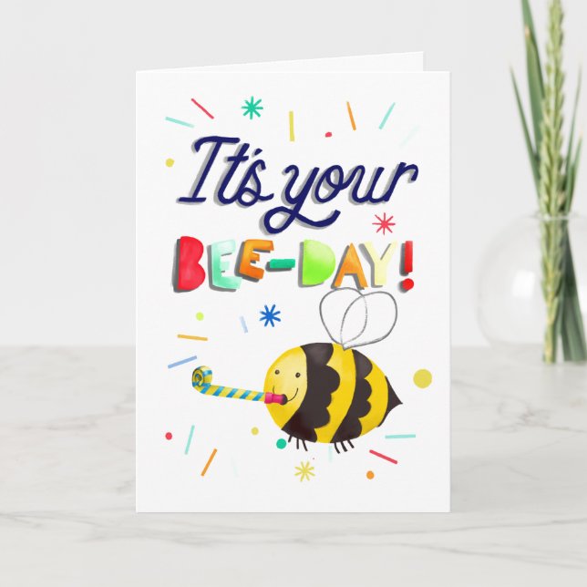 Tarjeta ¡Es tu día de la abeja! (Happy Birthday) (Anverso)