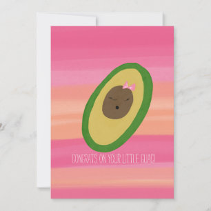 Tarjeta Es un chica felicita a la bebé Aguacate acuarela