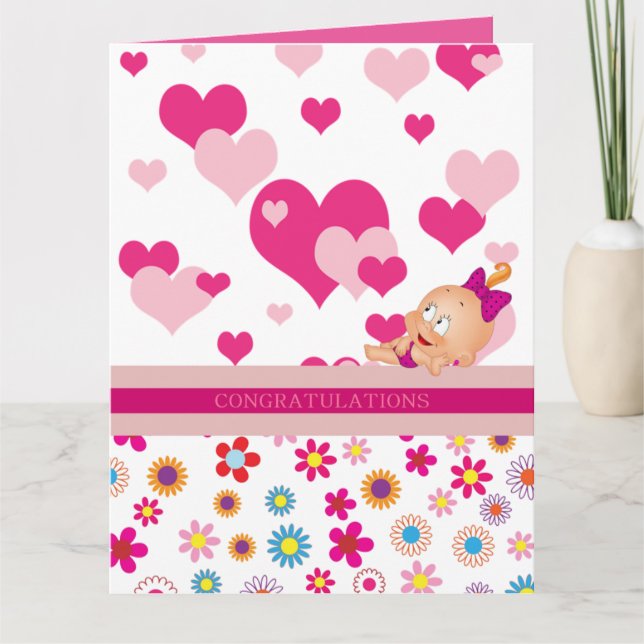 Tarjeta Es un chica: ¡felicitaciones! - (Anverso)