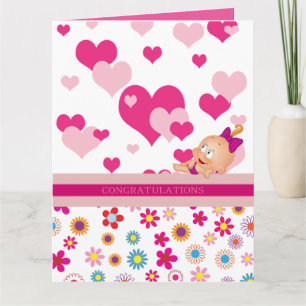 Tarjeta Es un chica: ¡felicitaciones! -