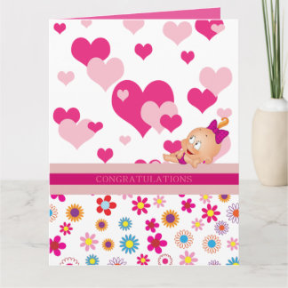 Tarjeta Es un chica: ¡felicitaciones! -