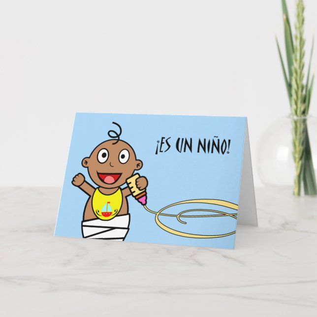 Tarjeta Es un Niño! Congratulations on Baby Boy in Spanish (Anverso)