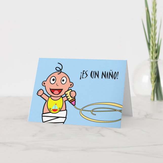 Tarjeta Es un Niño! Congratulations on New Baby in Spanish (Anverso)