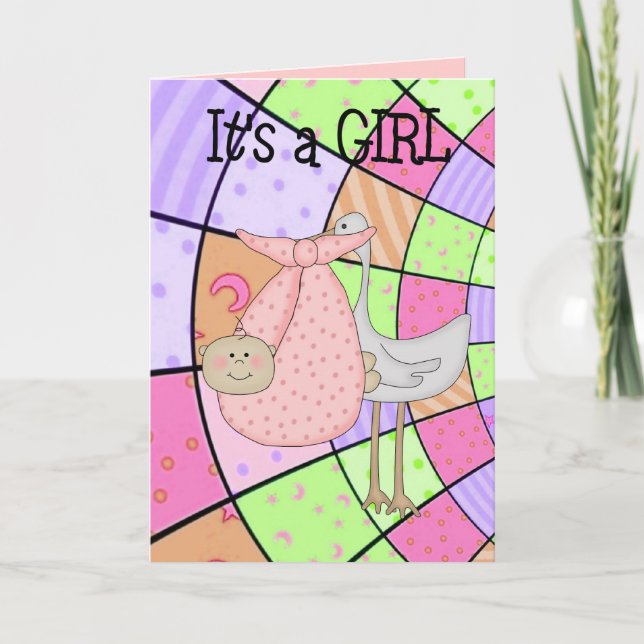 Tarjeta: es una Invitación de Recién nacido Chica (Anverso)