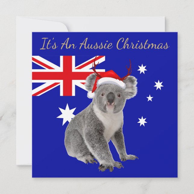 Tarjeta Es una Navidad australiana con un koala (Anverso)