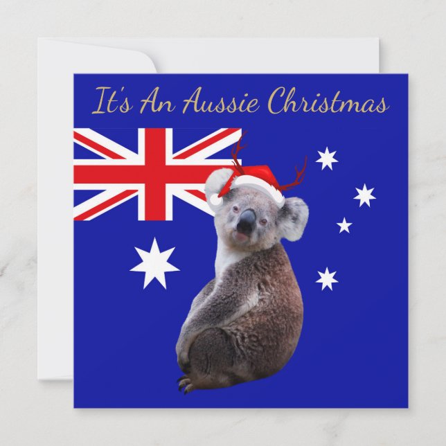 Tarjeta Es una Navidad australiana con un koala (Anverso)