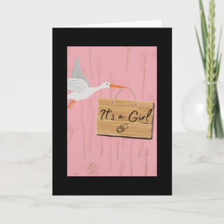 Tarjeta Es una niña con cigüeña