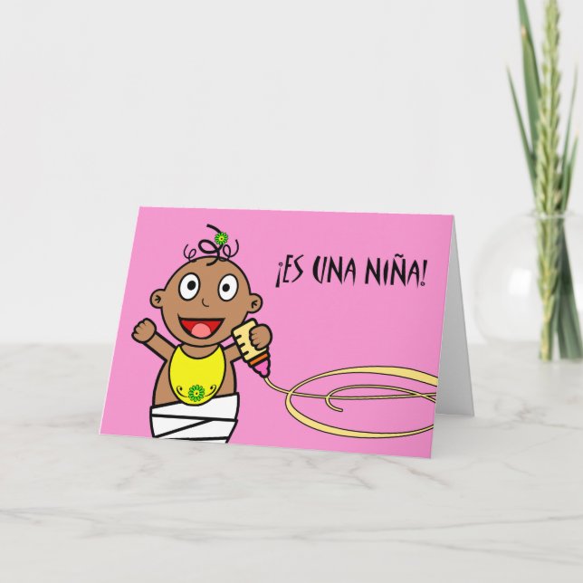 Tarjeta Es una Niña! Congratulations on Baby Girl, Spanish (Anverso)