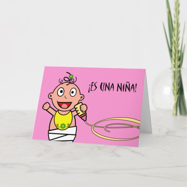Tarjeta Es una Niña! Congratulations on Baby Girl, Spanish (Anverso)