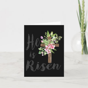 Tarjeta Es Vintage De Risen Floral Cross Feliz Pascua 2024