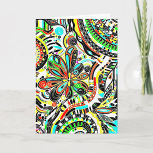 Tarjeta Esbozo de arte de fantasía - Flores abstractas 3