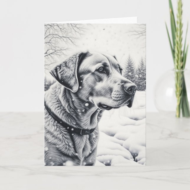 Tarjeta Esbozo de IA para perro negro y blanco (Anverso)