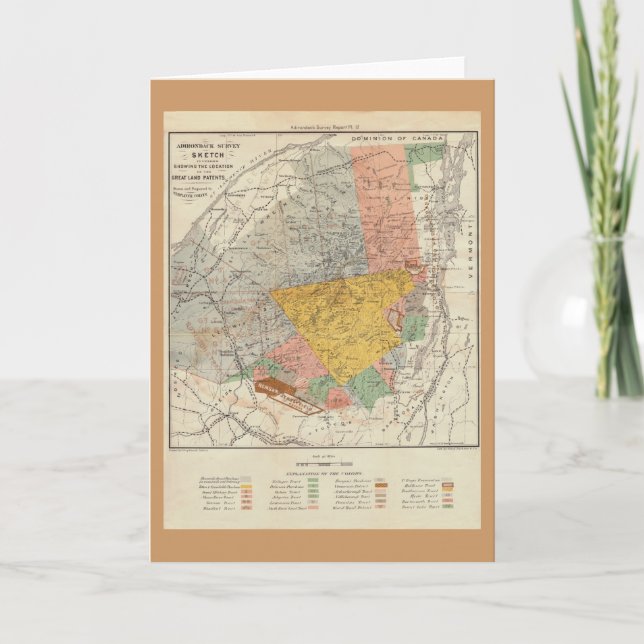 Tarjeta Esbozo de la encuesta de Adirondack - Mapa de Verp (Anverso)