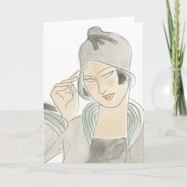 Tarjeta Esbozo de la moda del flapper (Anverso)