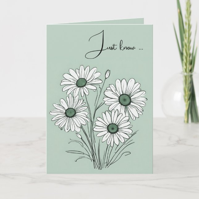 Tarjeta Esbozo de margarita sobre el pensamiento verde de  (Anverso)