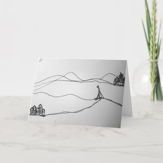 Tarjeta Esbozo de vacaciones en esquí (Anverso)