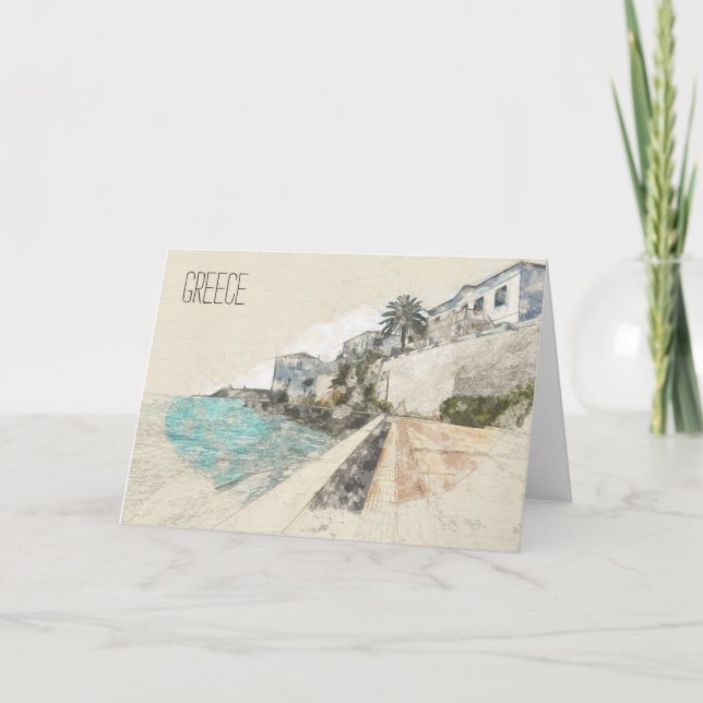 Tarjeta Esbozo del famoso terraplén de la isla Spetses (Anverso)