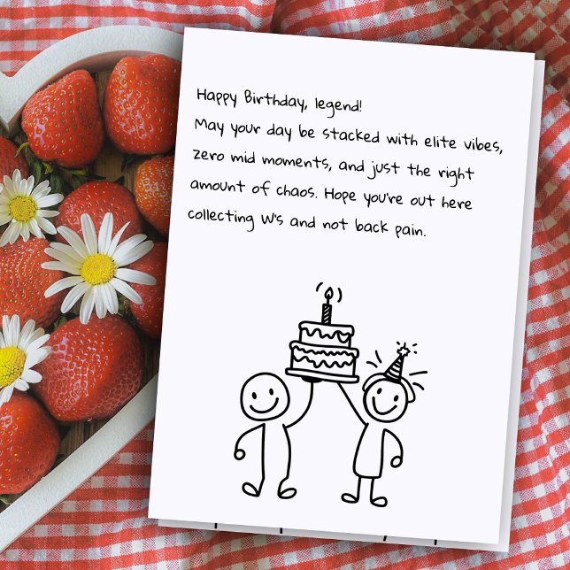 Tarjeta Esbozo ilustrado Cute Rizz Divertido argot cumplea (Subido por el creador)