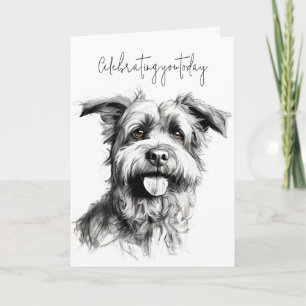 Tarjeta Esbozo Terrier Dog para cumpleaños