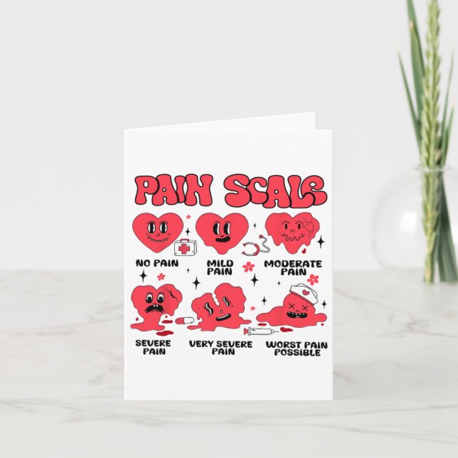 Tarjeta Escala de dolor retro trauma corazón enfermera día (Anverso)