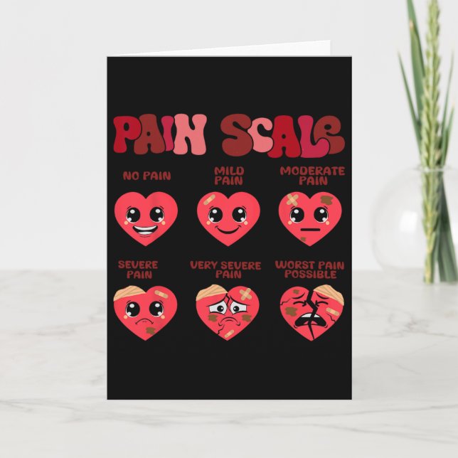 Tarjeta Escala de dolor retro trauma corazón enfermera día (Anverso)