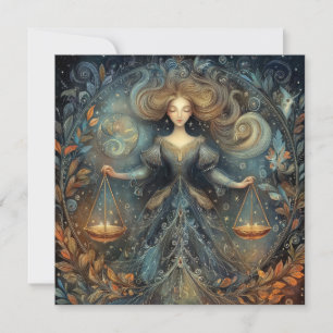 Tarjeta Escalas de Libra Zodíaco Astrología Cumpleaños Mís